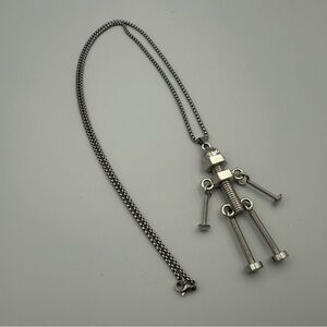 Stainless Steel 3D Creative Screw Nut Dance Alien Pendant Men Fashion Necklace